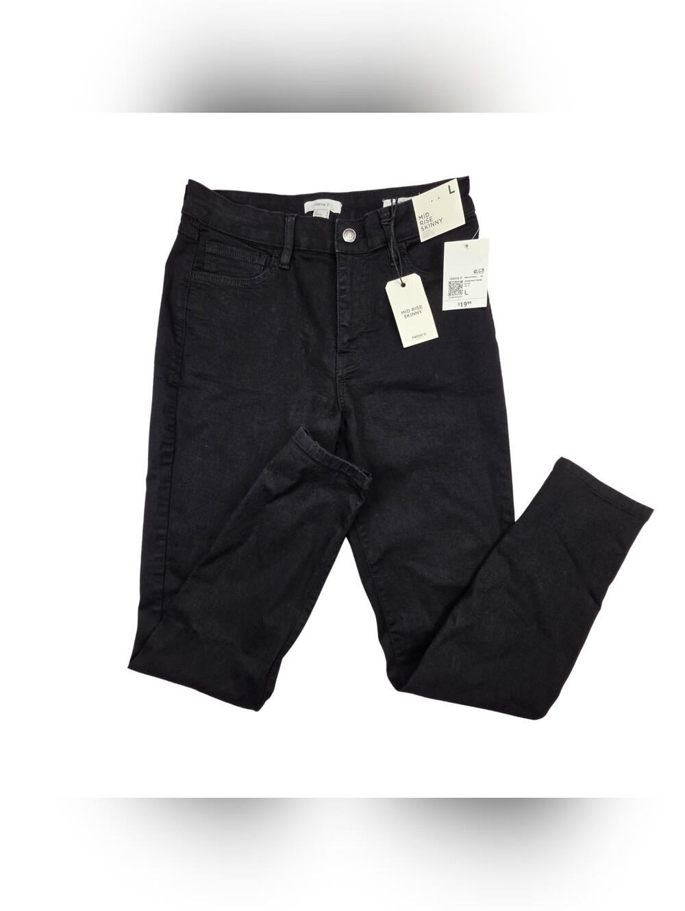 Forever 21 Jeans Womens Large (28x28) Black High Rise Skinny Dark Wash Denim NWT